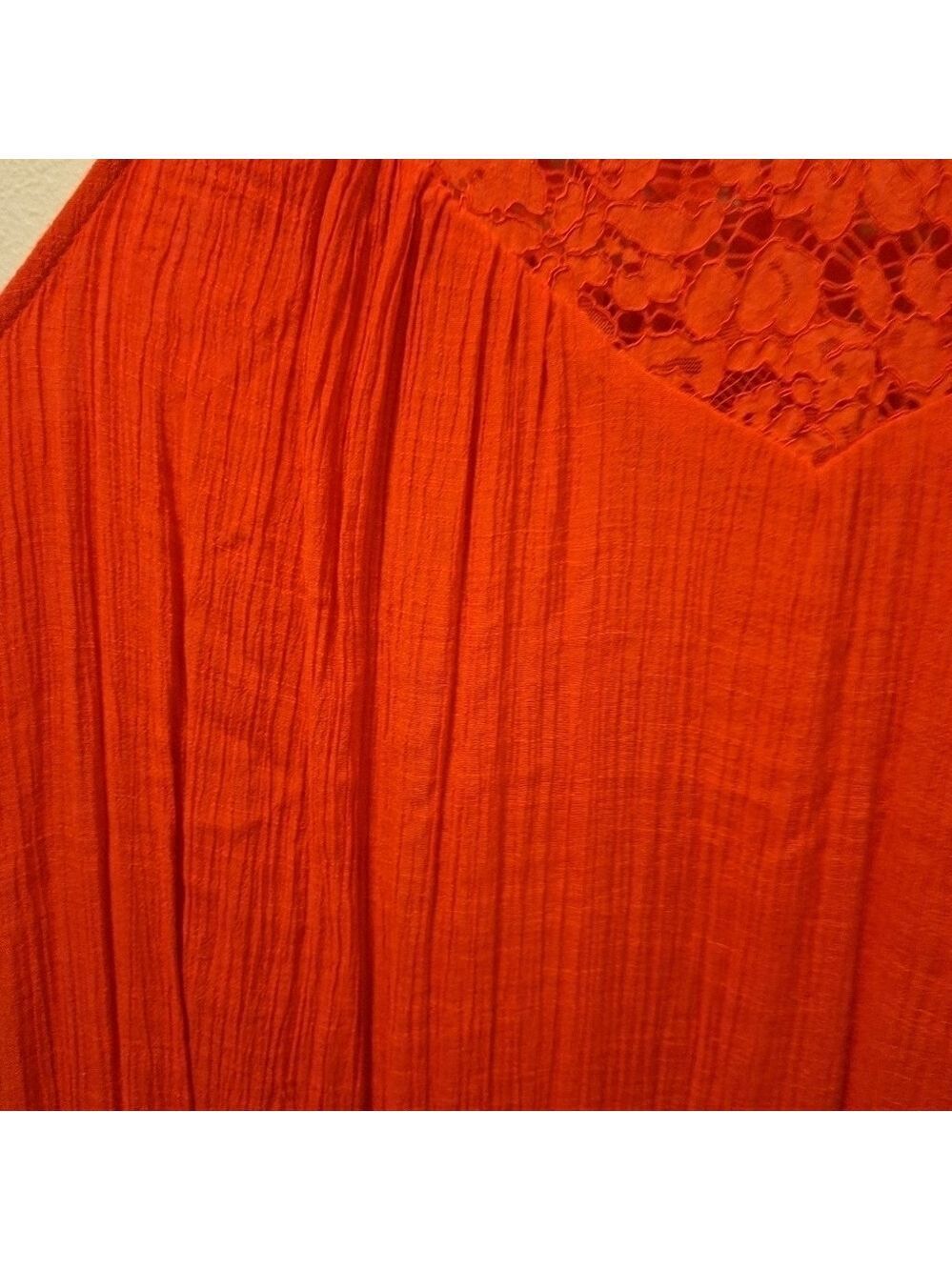 Zac & Rachel Orange Red Crepe Sundress 1X - Picture 5 of 7